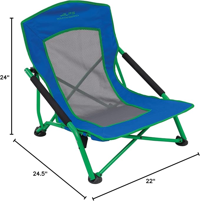 ALPS Mountaineering Rendezvous Low Camping Chairs for Adults with Arms Cool Mesh Center Powder Coated Steel Frame Compact Folding Design and Carry Bag