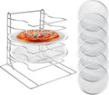 Zhehao Pizza Rack 6 Tiered Stand 13.4'' H x 12'' L x 12'' W and 6 Pcs 12'' Pans with Holes Aluminum Baking Set for Easy Storage and Baking Multiple Pizzas