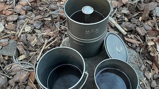 Maxi 14oz Titanium Moka Pot – Stovetop Espresso-Style Coffee Maker for Camping &amp Backpacking