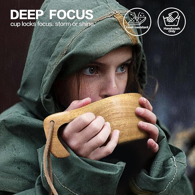 Nordic Kuksa 8oz (225ml) w/spoon Handcrafted Hook-Arch Wooden Camping Cup Set – Bushcraft Gear. Natural hardwood crafted for travel &amp home. Hang-Dry Hook