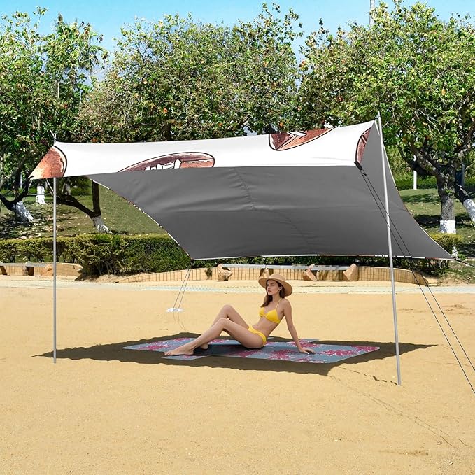 Tile Rugby White Tile Pattern Camping Sun Shelter Beach Tent Portable Beach Sun Shade Outdoor Canopy for Camping Trips Fishing Picnic