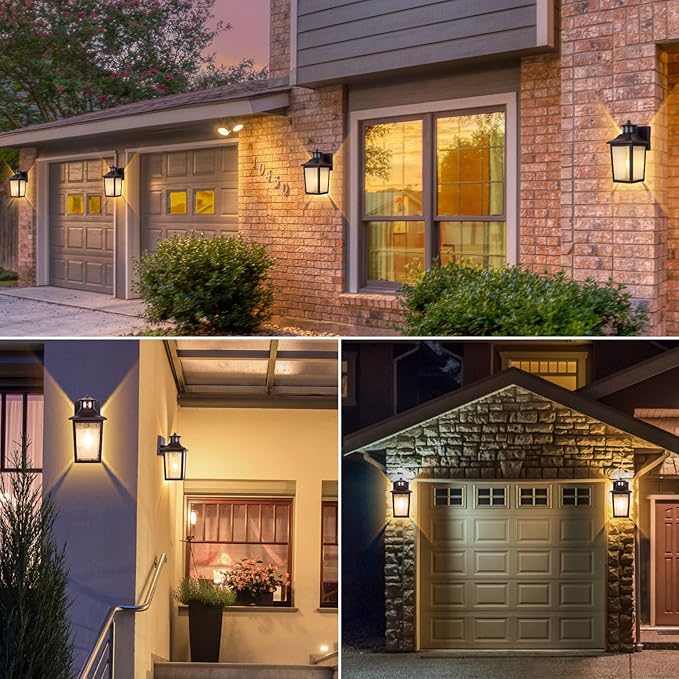 Oil Rubbed Bronze Motion Sensor Outdoor Lights 2 Packs - Waterproof Dusk to Dawn Outdoor Lighting Brown Exterior Garage Light Fixture Porch Light Outside Wall Mount for House Front Door Anti-Rust