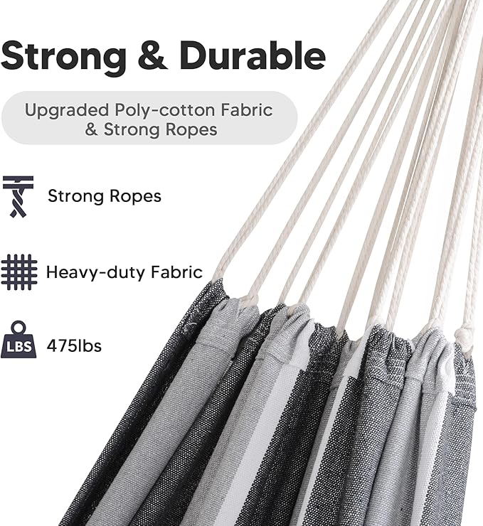 SUNCREAT Hammocks for Outside Portable Heavy Duty Tree Hammock Dark Gray &amp Light Gray