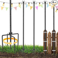 4 Pack String Light Poles Metal Lights Hanging Pole with 2 Hooks and Rustproof for Yard Patio Decor Camping Sun Shades Outdoor Outside Decor