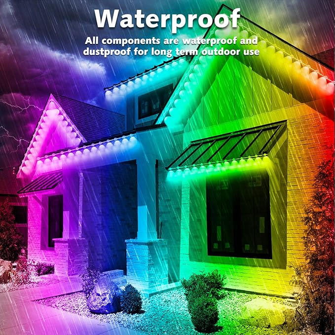 SINLEY 100FT Permanent Outdoor RGB LightsWaterproof Smart LED Eaves Lights with App/Remote Controlfor Christmas and All Holiday DecorDaily and Accent LightingHouse Roof and Garden Lighting