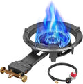 Llamaviva 90000 BTU Portable Propane Burner Stove Cast Iron Single Burner for Outdoor Wok Cooking 0-20 PSI Adjustable Regulator &amp 4 ft Hose - Lightweight &amp Easy to Carry for Camping