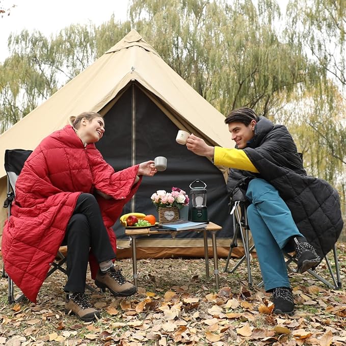 KingCamp Puffy Blankets for Cold Weather Camping Warm Down Alternative Outdoors Indoors Quilt Lightweight Compact Packable Windproof Blanket for Stadium Airplane Travel Picnics Backpacking