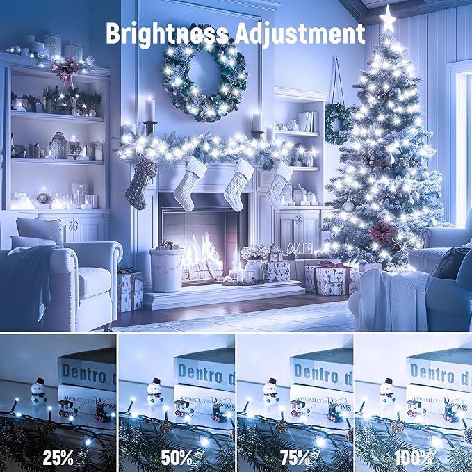 Minetom 328 Ft 1000 LED Christmas Tree Lights Outdoor Indoor String Lights with 8 Modes Waterproof Twinkle Xmas Light with Remote Plug in Rice Lights for Tree Room Christmas Decorations Cool White