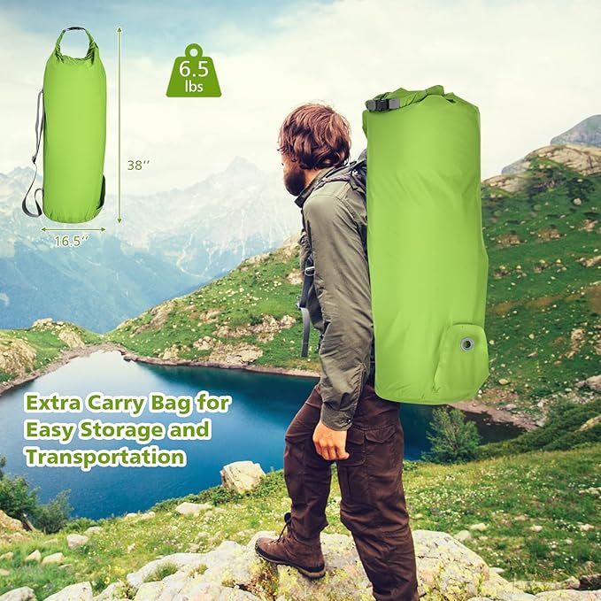 Giantex 4 Inch Self Inflating Camping Mat Green Compact Inflatable Lightweight