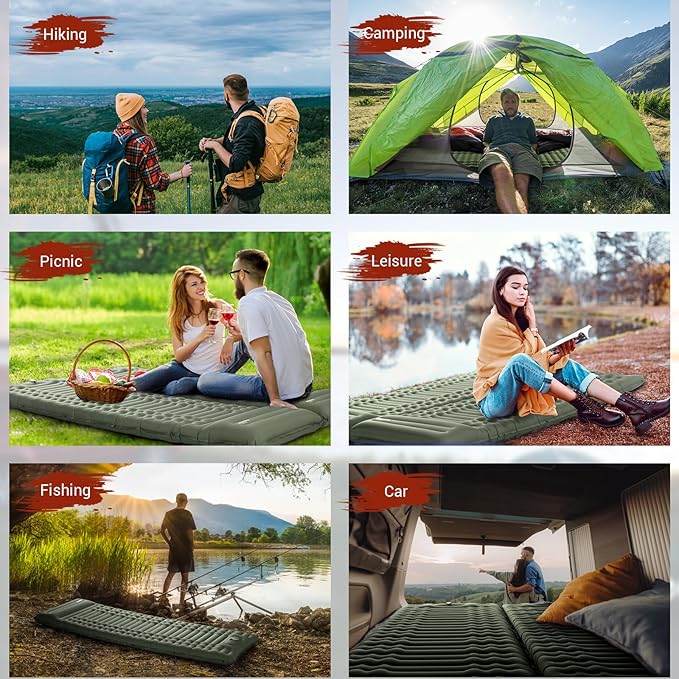 Elegear CumbreX Single Sleeping Pad for Camping 4.7 Ultra-Thick Inflatable Camping Sleeping Pad with Built-in Foot Pump &amp Quick Inflation Portable Camping Sleeping Mat for Backpacking Hiking Te