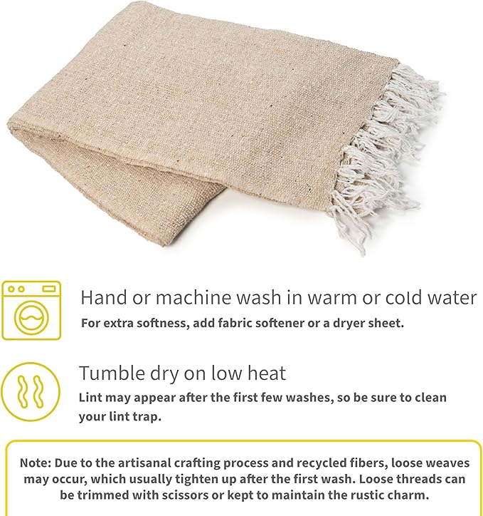 Cozumel Authentic Mexican Blankets (10-Pack) - 72x48 Woven in Mexico - Solid Throw Blanket for Yoga Studio Outdoor Picnic/Camping/Beach Saddle Blanket Bed/Home Decor (Tan)