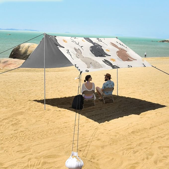 Rabbit Camping Sun Shelter Beach Tent Portable Beach Sun Shade Outdoor Canopy for Camping Trips Fishing Picnic