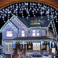 White Christmas Lights Outdoor Waterproof 132 ft 1280 LED Icicle Lights for Outside Plug in 8 Modes Timer Twinkle Lights for House Patio Xmas Porch Tree Yard Exterior Decorations