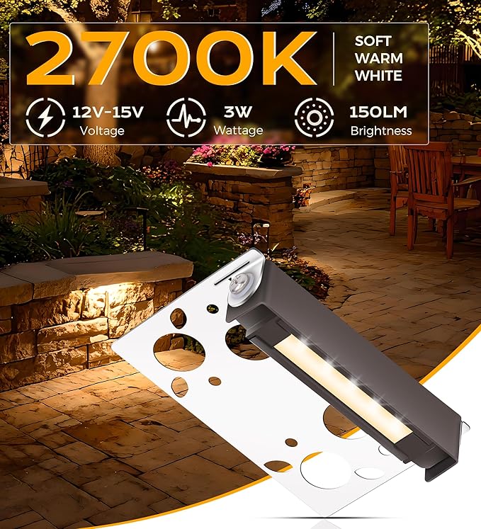 CLOUDY BAY [6 Pack] 4 Inch 12V-15 VAC/DC Low Voltage Hardscape Lighting Paver LightRetaining Wall Lights OutdoorIP65 Waterproof 3W 2700K Soft WhiteFrost Lens Deck Step Light