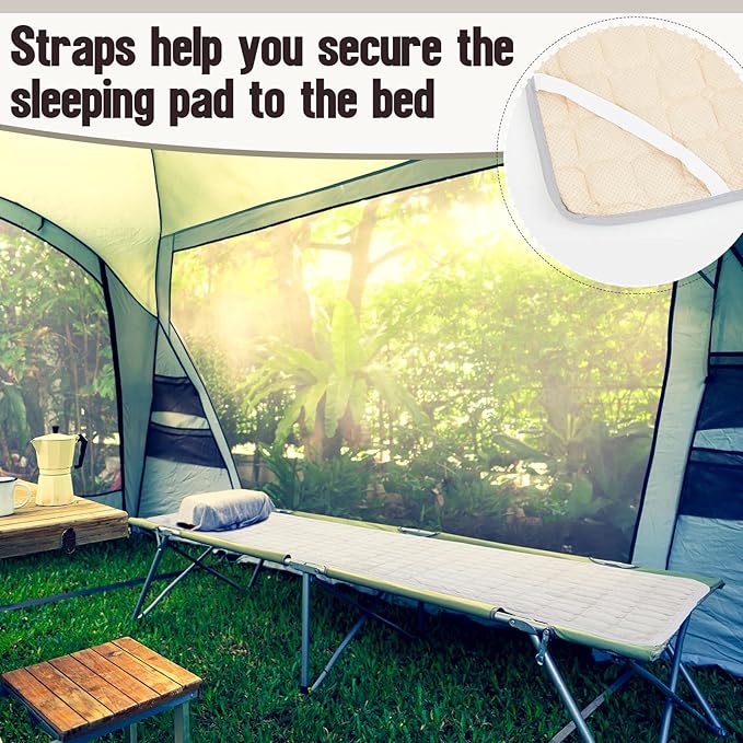 2 Pack Cot Mattress Topper Pad Quilted Foam Camping Single Soft Portable Sleeping Topper with Storage Bag Waterproof Non-Slip Bottom for Camp Cot Rv Bunk Narrow Twin Beds 75 x 30 Inch