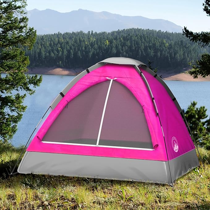 Wakeman Tents 2-Person Tent with Removable Rain Fly and Carry Bag - Comes with Camping Lantern with Fan - Weather-Resistant Camping Accessories by Wakeman