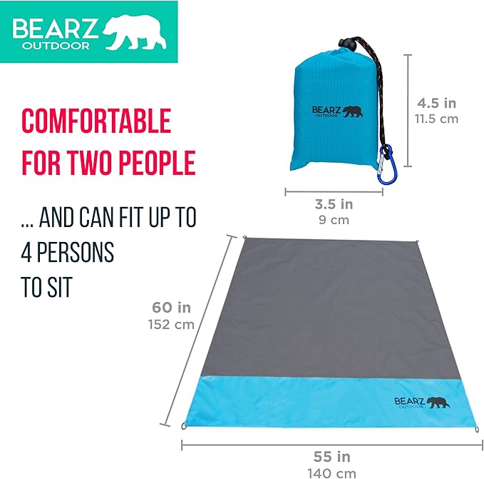 Pocket Blanket - Beach Blanket Waterproof Sandproof Picnic Blankets Waterproof Foldable Lightweight &amp Compact for Hiking Camping Travel Festival Accessories