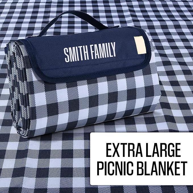 Customized Extra Large Picnic Blanket - Personalized Outdoor Beach Blanket Waterproof Sandproof Portable Blankets - Foldable and Lightweight Mat for Camping Park Hiking Patio - Ideal