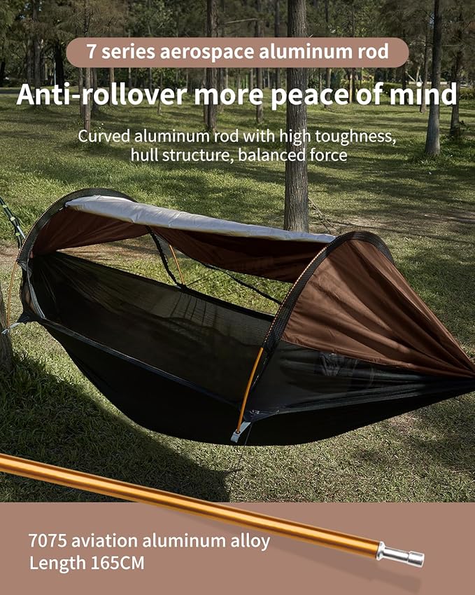Camping Hammock Tent with Mosquito Net and Sunshade Extra Large for 2 Person Lightweight Hanging Hammocks Tree Straps Bivvy Ground Tent for Outside Hiking and Travel