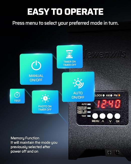 DEWENWILS 200W Low Voltage Landscape Transformer 120V to 12V/15VAC Landscape Lighting Transformer Dusk to Dawn Sensor &amp Timer Weatherproof Low Voltage Transformer for Spotlight Pathway Light