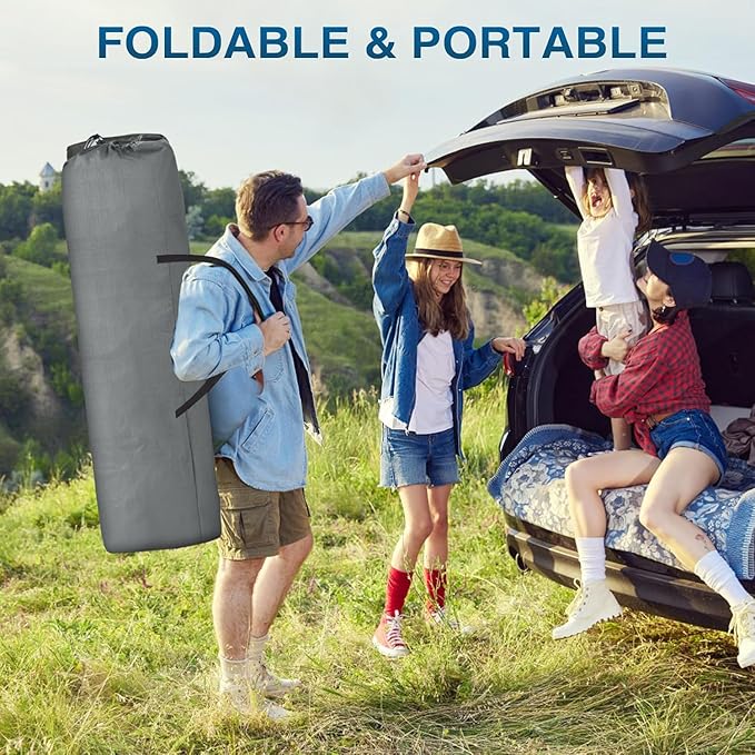 ZENPETIO Oversized XXL Folding Camping Cot Heavy Duty Sleeping Cot for Adults with Mattress and Pillow Portable Cot Bed with Carry Bag for Outdoor Camp Travel Home Guest Office Blue