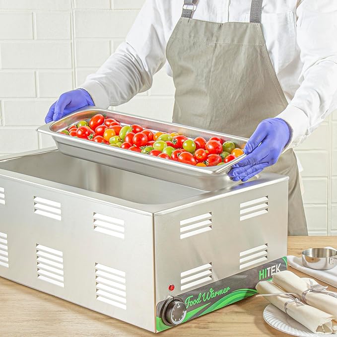 Restaurantware Long Hotel Pan 1 Count 1/2 Size Anti-Jam 2.5â€ Deep Freezable 24 Gauge Stainless Steel Steam Pan - Lid Sold Separately for Use in Commercial Kitchens and Catering Events