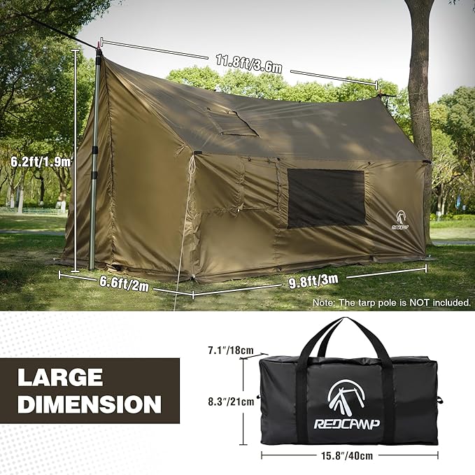 REDCAMP Large Hammock Hot Tent with Stove Jack Waterproof &amp Windproof Winter Wall Tent with Snow Skirt Ultralight 4 Season Tents for Camping Hiking Bushcraft Backpacking Hunting