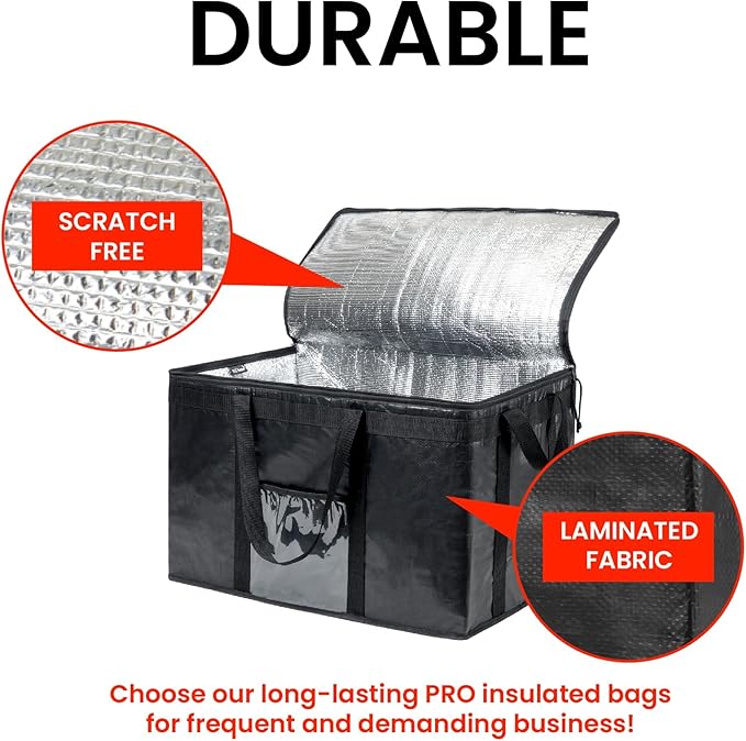 NZ home Insulated Bags for Food Delivery (3XL PRO) Grocery Shopping Cooler Bag Pizza Delivery Hot &amp Cold Catering Tote Reusable Foldable &amp Heavy Duty (Blue)