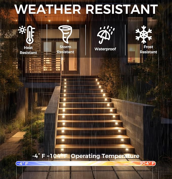 CLOUDY BAY 120V 5CCT Dimmable LED Indoor Outdoor Step Light2700K/3000K/3500K/4000K/5000KStair LightWhitePack of 6
