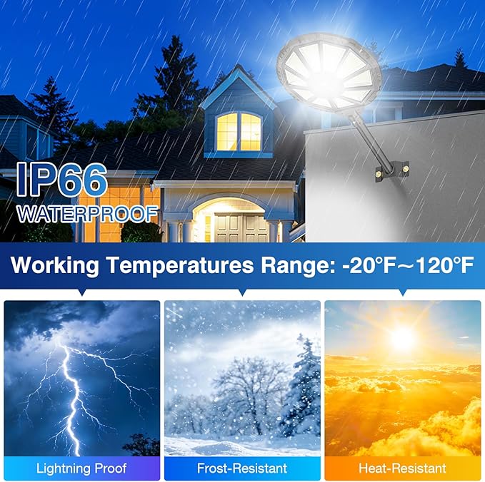 Solar Lights Outdoor 590LED 6500K Flood Light Dusk to Dawn Solar Outdoor Lights with Motion Sensor IP66 Waterproof Solar Street Lights Outdoor for Yard Pools(2 Pack)