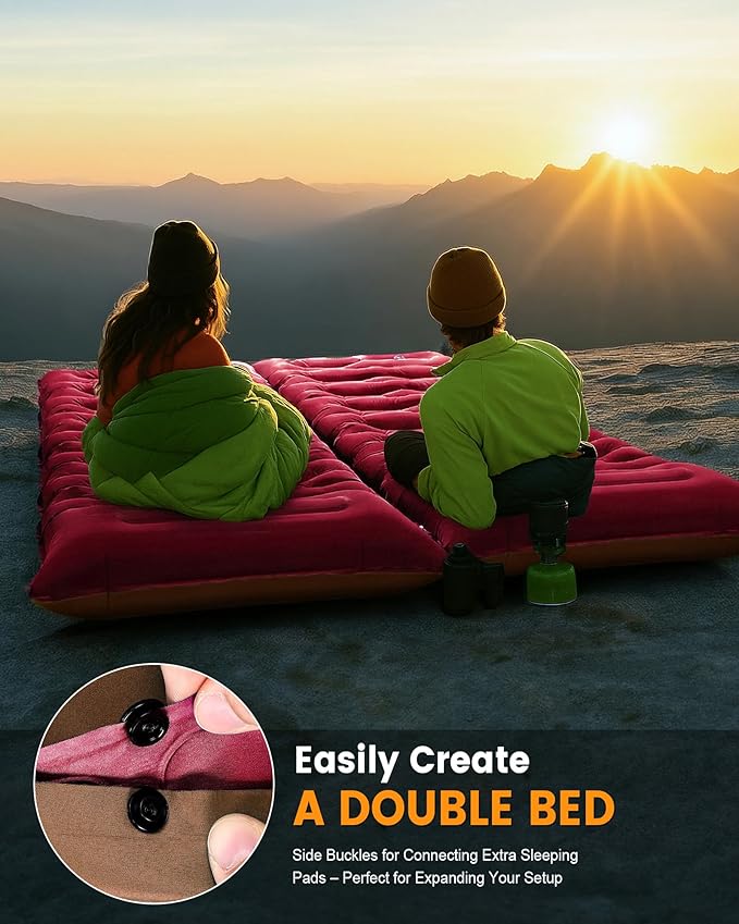 Camping Sleeping Pad5.9 Inch Thick Camping Mat with Built in Pillow and Foot PumpSelf Inflating Sleeping Pad for Camping Backpacking（Green
