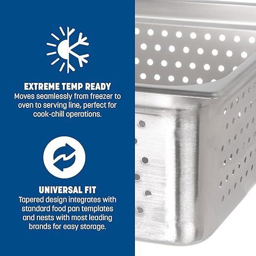 Carlisle FoodService Products Durapan Perforated Steam Table Pan for Catering Hotel and Restaurants Stainless Steel Full-Size 6 Inches Deep Silver (Pack of 6)