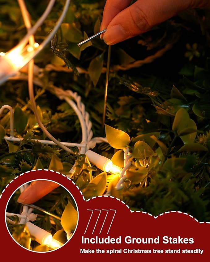 Spiral Christmas Tree Pathway Lights 4 Pack - Warm White Spiral Lighted Christmas Lights Waterproof - Plug in Collapsible Pathway Light for Outdoor Indoor Christmas Yard Decorations