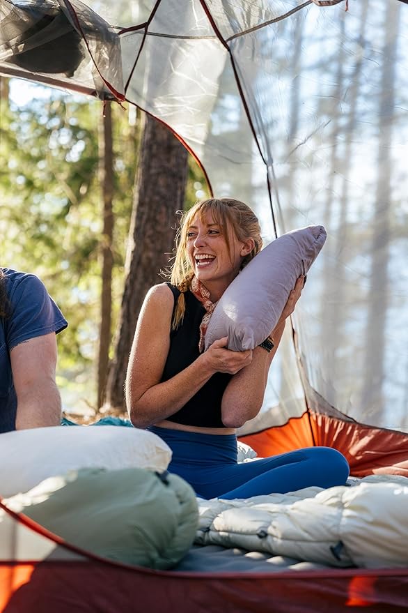 KLYMIT Drift Camping Pillow | Lightweight Travel Head Rest for Sleep Filled with Shredded Memory Foam Reversible Outer Cover for Extended Use Regular Size — Orchid