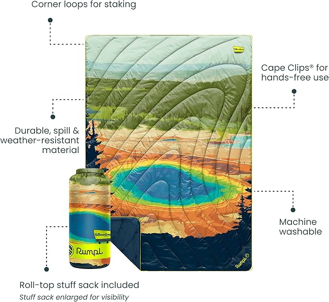 Rumpl Original Puffy National Park Blanket for Camping and Outdoors Yellowstone - V2