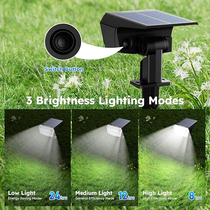 TECKNET Spot Lights Outdoor with 59 LED 8 Pack Solar Lights Waterproof IP65 Auto On/Off Solar Spot Lights Outdoor 3 Lighting Modes Solar Powered Garden 2-in-1 Solars Landscape Light(Cool White)