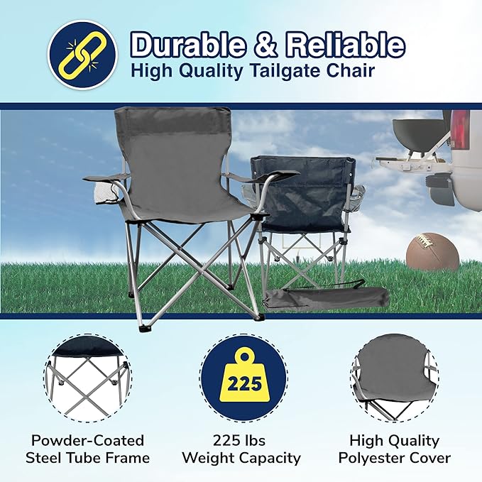 Weather Station Camping Chair Lightweight and Portable Outdoor Folding Tailgate Quad Chair with Cup Holder and Armrests
