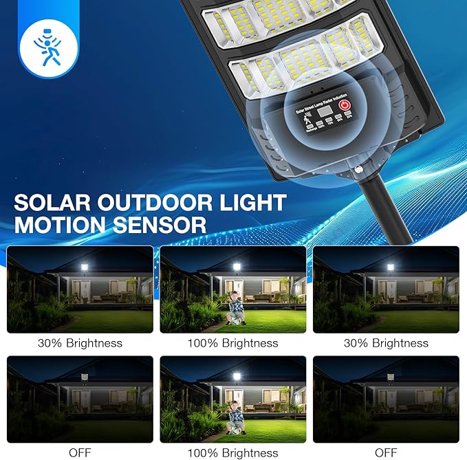 Solar Street Lights Outdoor Waterproof400W 320°Wide Angle Flood Light LED Solar Parking Light with Motion Sensor and Remote Control for Outdoor Streets CourtyardsParking Garages-1Pack