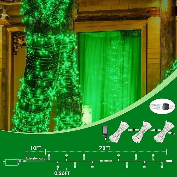 88FT 240LED Extra-Long Connectable String Lights Indoor Outdoor Clear Wire Green Christmas String Lights Plug in Twinkle Fairy Light with Timer for Wedding Patio Tree Yard Christmas Decorations