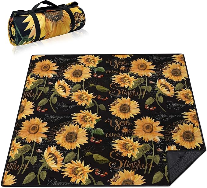 Extra Large Picnic Blankets Waterproof Foldable (80 x 80) Beach Blanket Waterproof Sandproof3-Layer Thicking Mat Outdoor Packable Camping Blanket