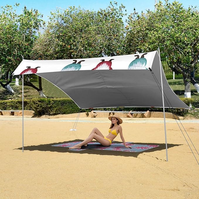 Christmas GnomeCamping Sun Shelters 9.2 x 10.5 FT Beach Canopy Tent Sun Shade with Carrying Bag for Camping Trips Fishing Backyard Fun or Picnics 21341693