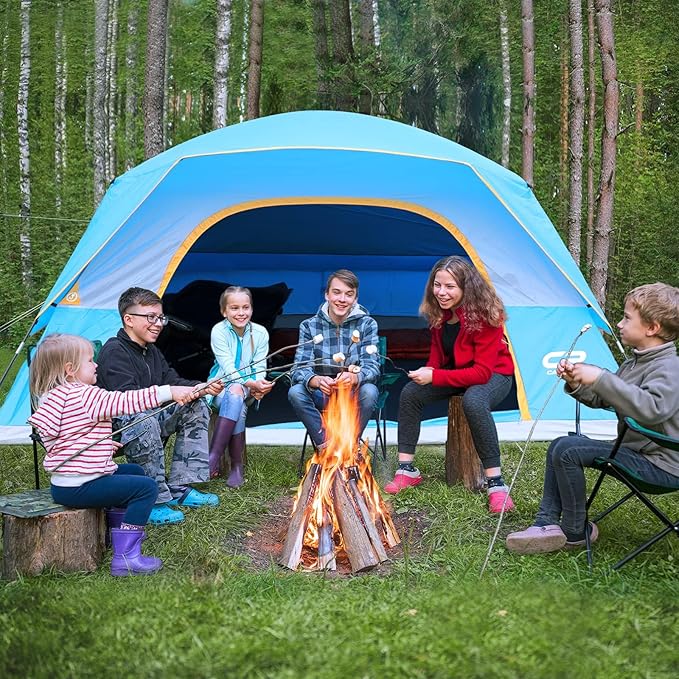 Tents for Camping 6 Person Tent Waterproof Windproof Double Layer Family Camping Tent Easy Setup Dome Tent with Large Mesh Windows &amp Wider Door for Outdoor Camping &amp Hiking