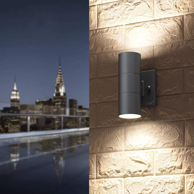 LMP Modern Outdoor Wall Light Porch Light Patio Light with Black Aluminum Finish for DecorationGarage 2 Packs Gray