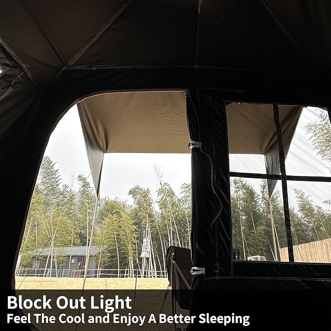 TENPLAY 2-4Person Instant Cabin TentPortable Pop Up TentOne-TouchSetup with 60sSpacious InteriorBlackCoatingWaterproof5000mmIncludes RainflyCanopy Blackout Tents for CampingHikingFamily