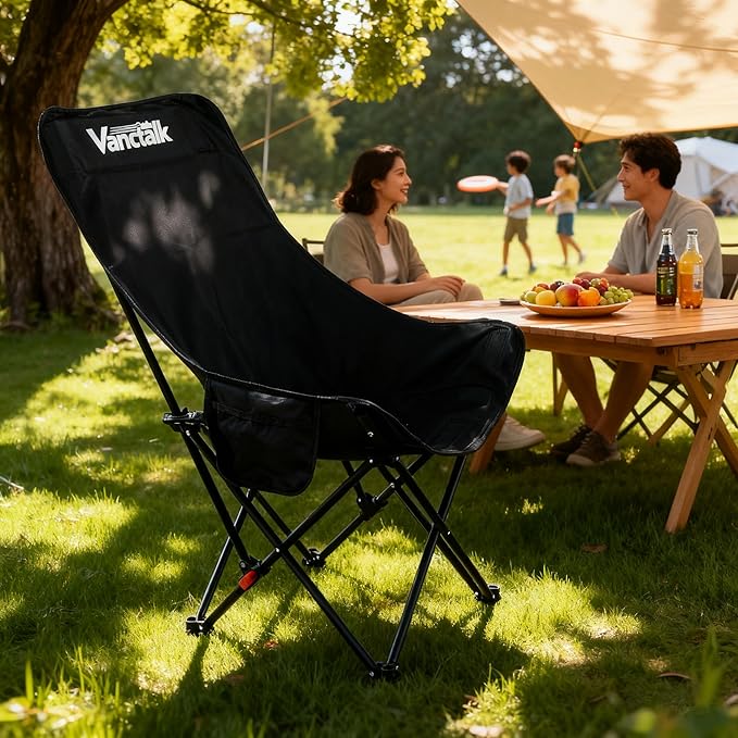 Outdoor Folding Chair Ultralight 4.4LBS Portable Camping Chair with Adjustable Gear Lever &amp Carry Bag 330LBS Heavy Duty Carbon Steel Chair for Camping Hiking Picnic Outdoor Activities