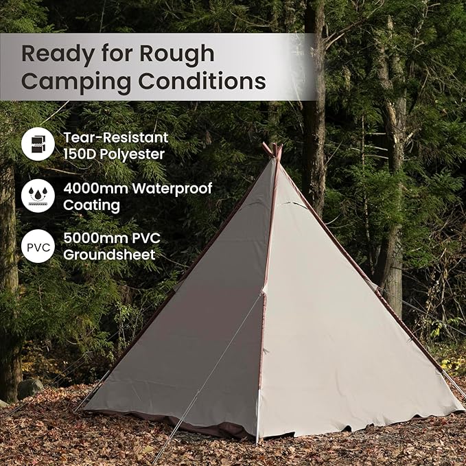 S'more A-Base 4 Season Glamping Tent Double Layers Waterproof Anti-UV Tent for Family Camping Hiking Traveling