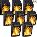 Dynaming Solar Flame Wall Lights Outdoor 8 Pack Solar Powered Wall Lights Flickering Flame Auto On/Off Wall Mounted Fence Deck Lights Lattice Decorative for Garage Garden Pathway Patio Porch Yard