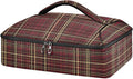Casserole Carrier Red and Brown Tartan Print Pattern Insulated Casserole Carrier for Hot or Cold Food Thermal Lunch Tote for Parties Picnic Travel Carry Bag
