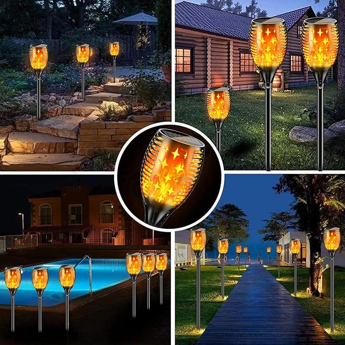 YoungPower 43'' Large Solar Torch Lights Flickering Flames Torches Waterproof Outdoor Flame Decoration Lighting for Yard Driveway 2 Pack