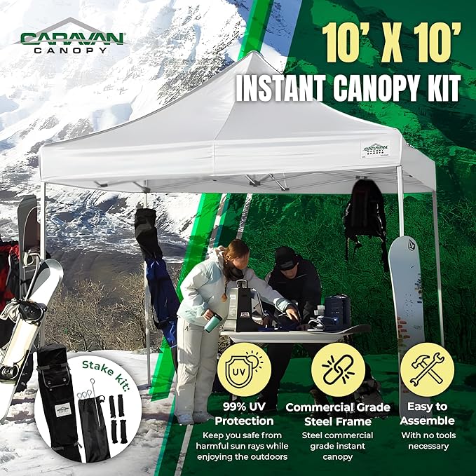 Caravan Canopy TitanShade 10 x 10 Steel Portable Instant Canopy White (2 Pack)